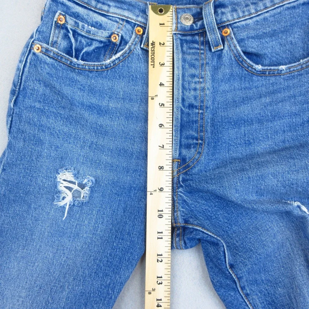 Levi's 501 Jeans Womens 26 Med Blue 145th Anniversary Limited Edition Distressed